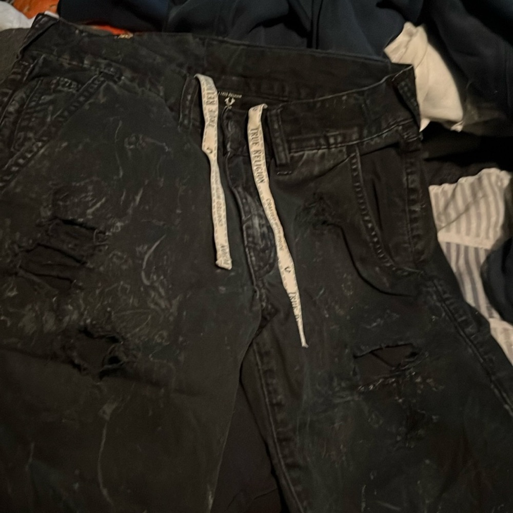 Black distressed True Religion pants